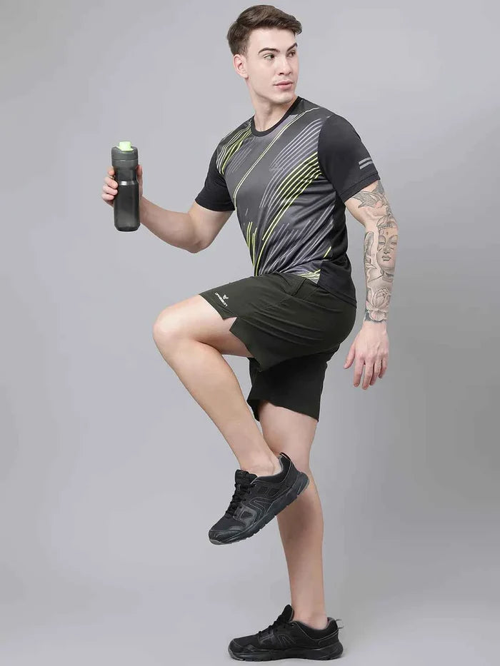 Dpassion Men Graphic Performance T Shirt Breathable Gym Training Wear
