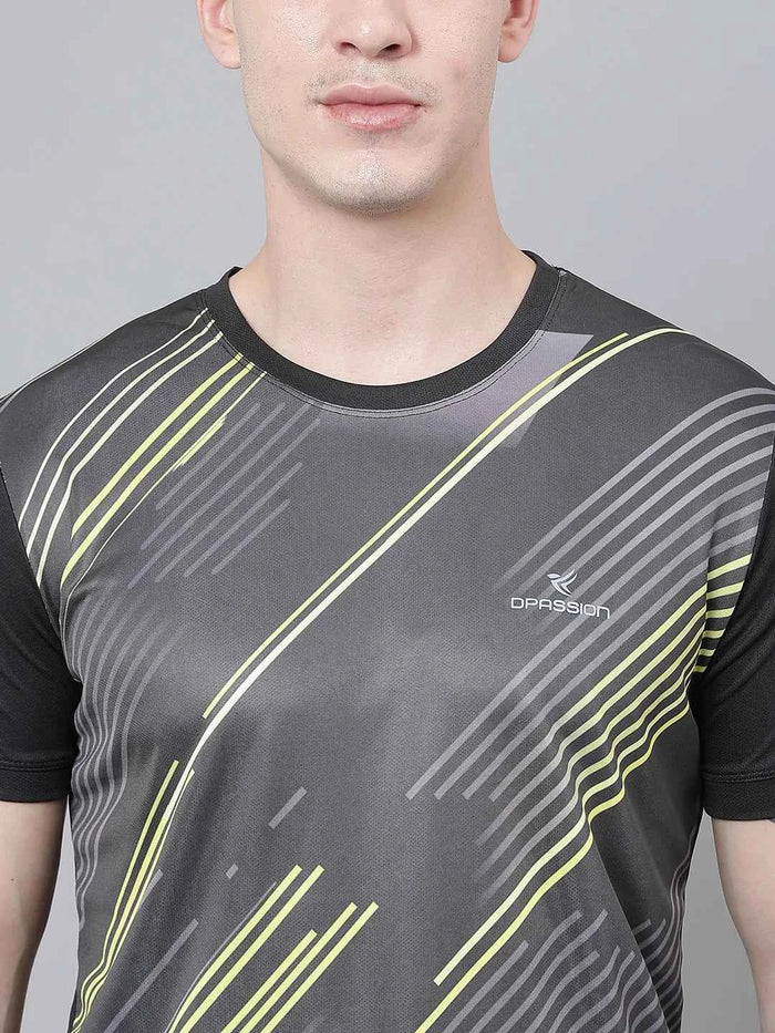 Dpassion Men Graphic Performance T Shirt Breathable Gym Training Wear