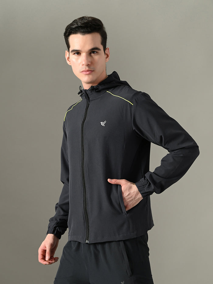 Dpassion Men Hooded Training Jacket Black Activewear Performance Fit - Dpassion