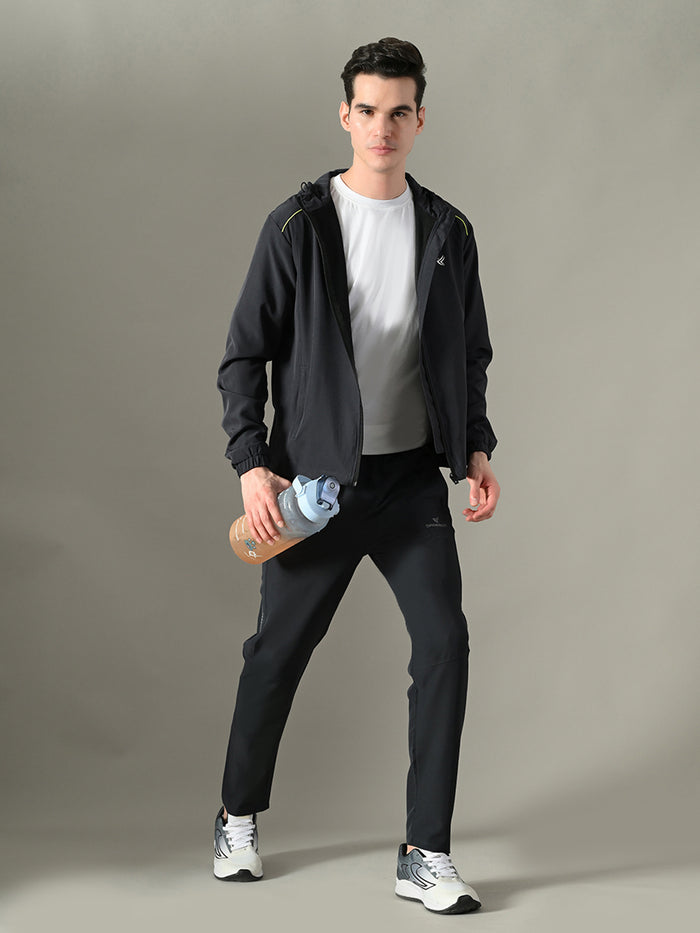 Dpassion Men Hooded Training Jacket Black Activewear Performance Fit - Dpassion