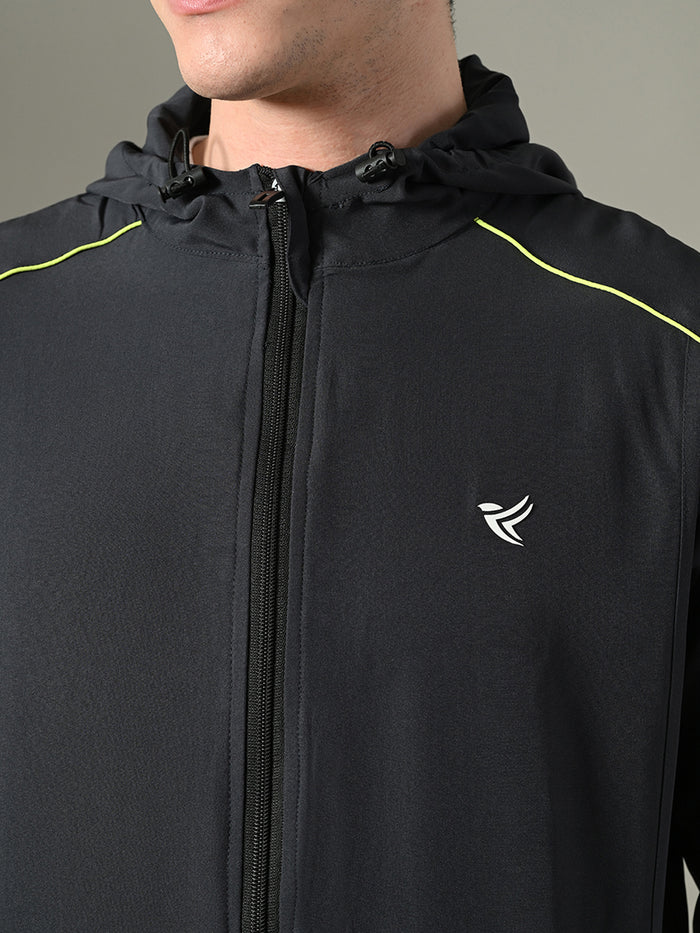 Dpassion Men Hooded Training Jacket Black Activewear Performance Fit - Dpassion