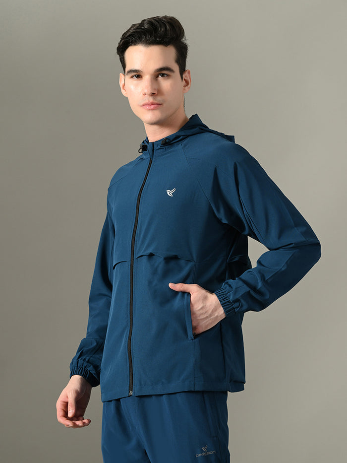 Dpassion Men Hooded Training Jacket Lightweight Gym Performance Activewear - Dpassion