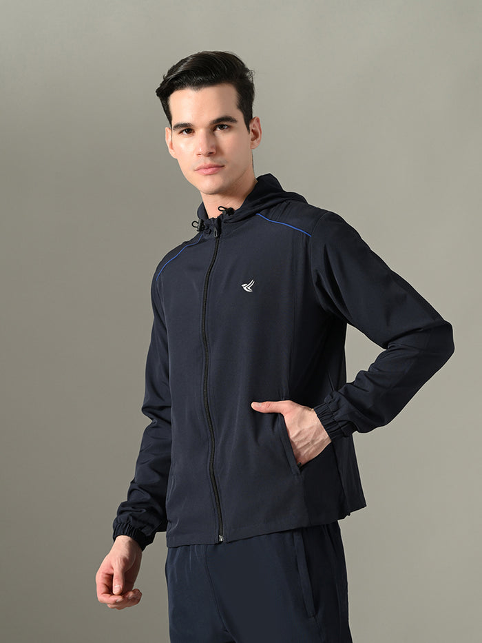 Dpassion Men Hooded Training Jacket Navy Performance Activewear - Dpassion