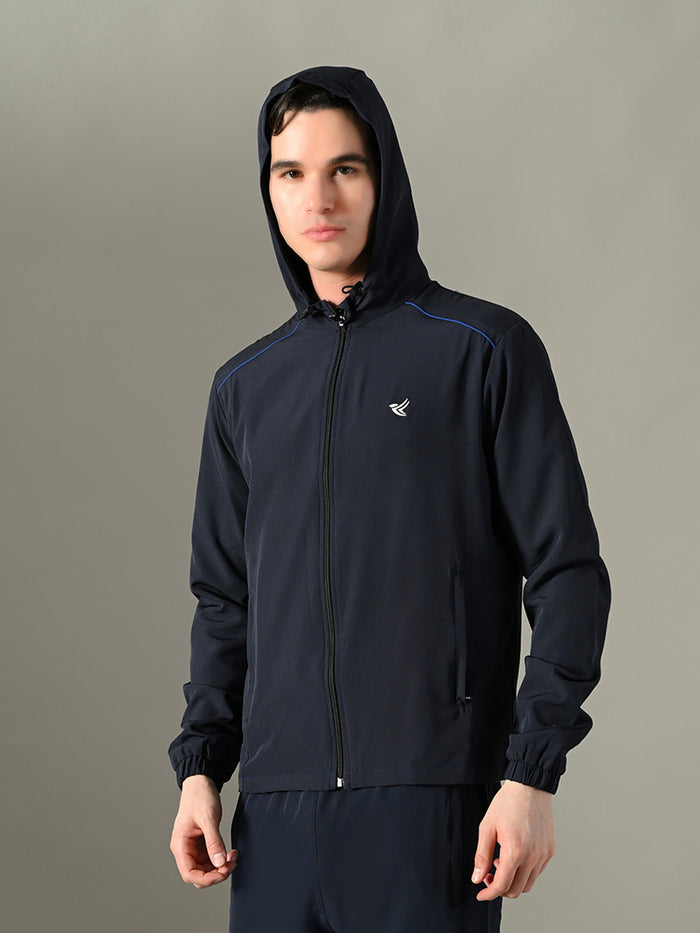 Dpassion Men Hooded Training Jacket Navy Performance Activewear - Dpassion