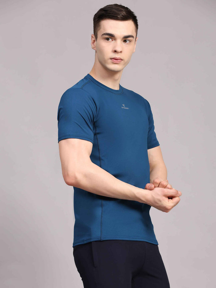Dpassion Men Solid Performance T Shirt Breathable Gym Training Wear