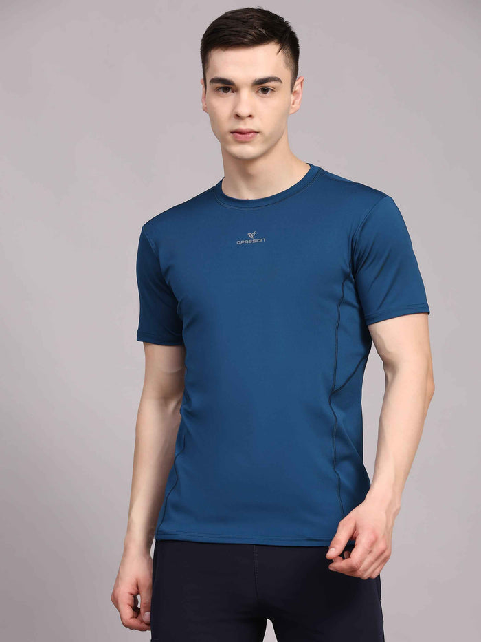 Dpassion Men Solid Performance T Shirt Breathable Gym Training Wear