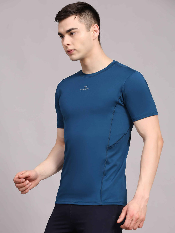 Dpassion Men Solid Performance T Shirt Breathable Gym Training Wear