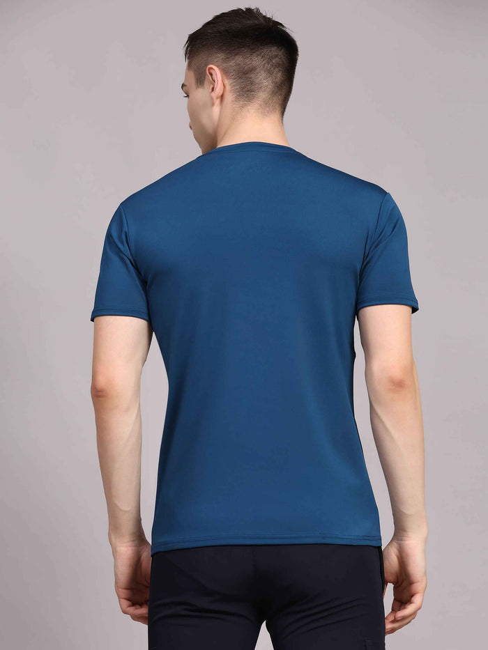 Dpassion Men Solid Performance T Shirt Breathable Gym Training Wear