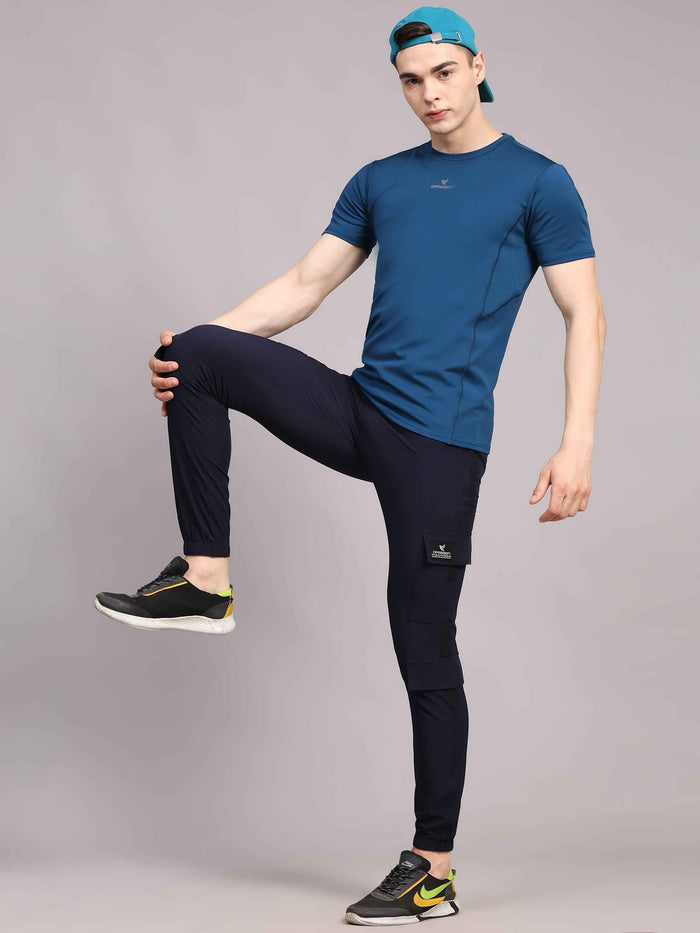 Dpassion Men Solid Performance T Shirt Breathable Gym Training Wear