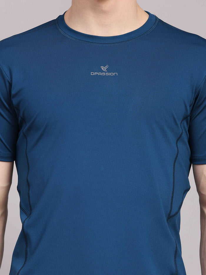 Dpassion Men Solid Performance T Shirt Breathable Gym Training Wear