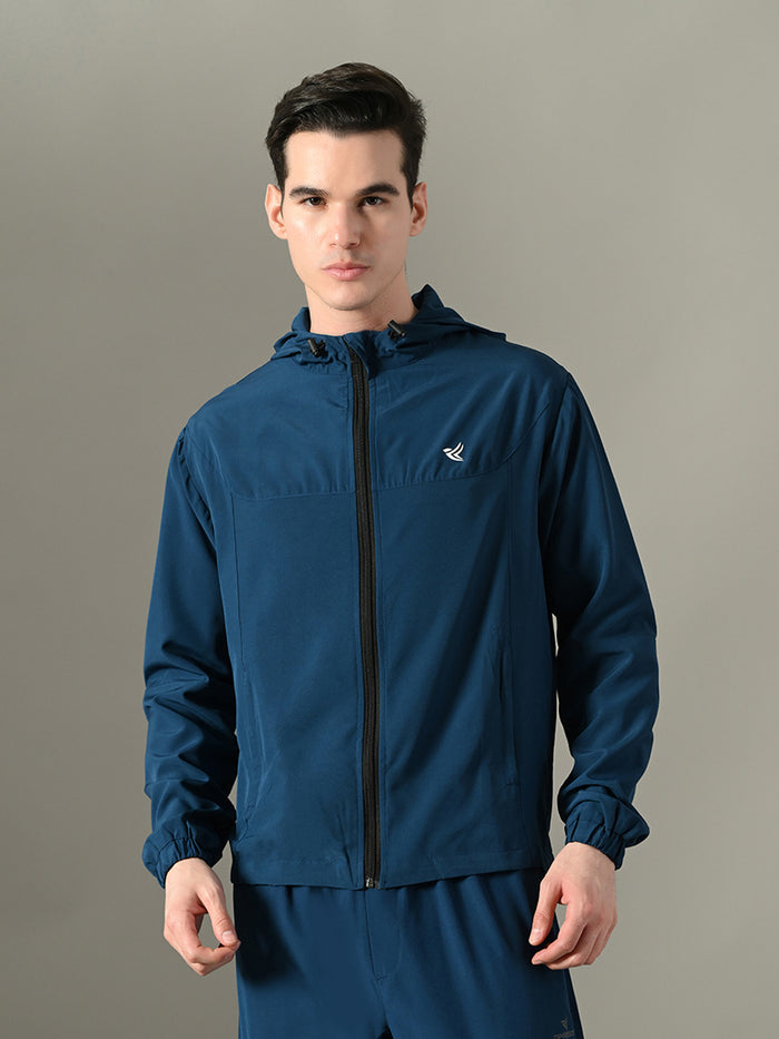 Dpassion Men Teal Hooded Training Jacket Lightweight Performance Wear - Dpassion