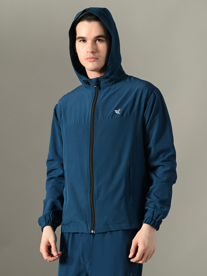 Dpassion Men Teal Hooded Training Jacket Lightweight Performance Wear - Dpassion