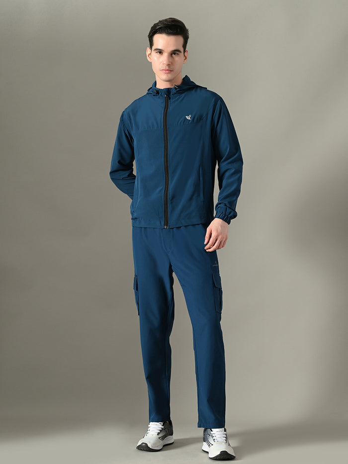 Dpassion Men Teal Hooded Training Jacket Lightweight Performance Wear - Dpassion