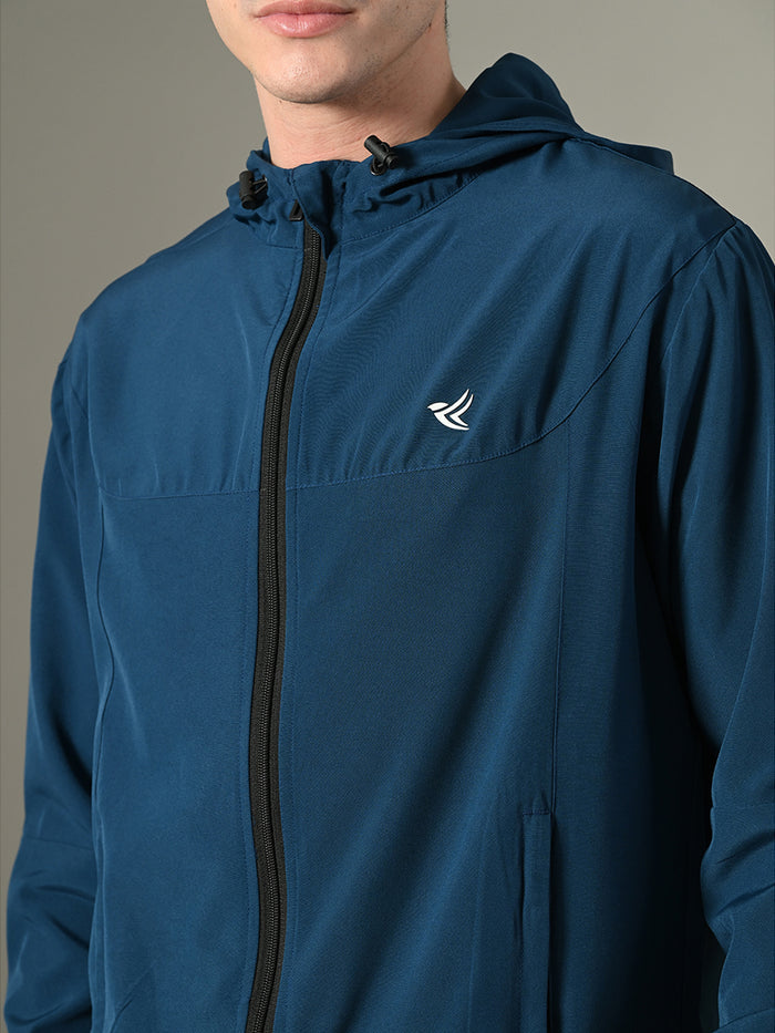 Dpassion Men Teal Hooded Training Jacket Lightweight Performance Wear - Dpassion