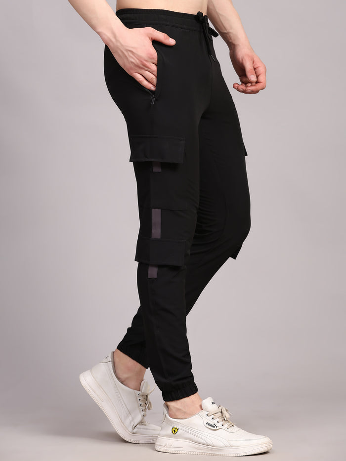 Dpassion Men Utility Cargo Joggers Black Performance Activewear - Dpassion
