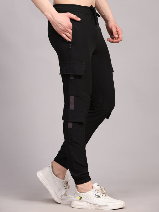 Dpassion Men Utility Cargo Joggers Black Performance Activewear - Dpassion