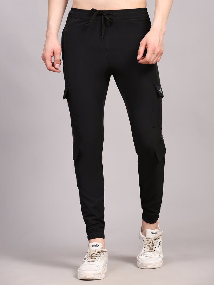 Dpassion Men Utility Cargo Joggers Black Performance Activewear - Dpassion