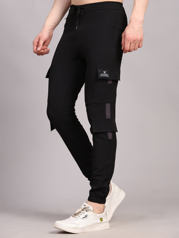 Dpassion Men Utility Cargo Joggers Black Performance Activewear - Dpassion