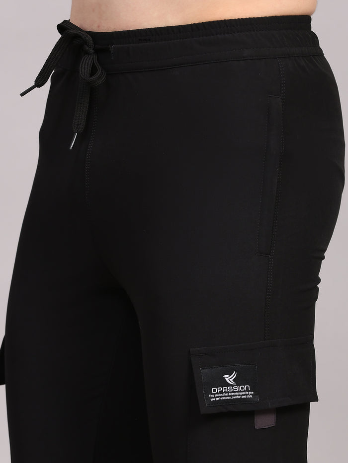 Dpassion Men Utility Cargo Joggers Black Performance Activewear - Dpassion