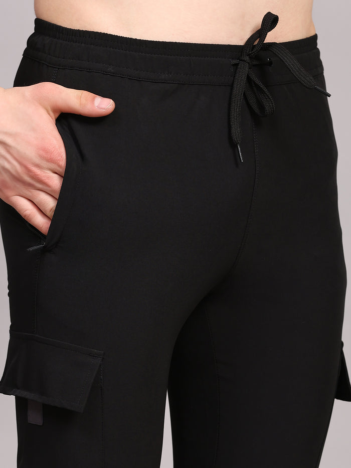 Dpassion Men Utility Cargo Joggers Black Performance Activewear - Dpassion