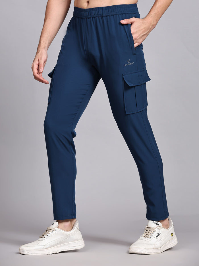 Dpassion Men’s Navy Cargo Track Pants Performance Activewear