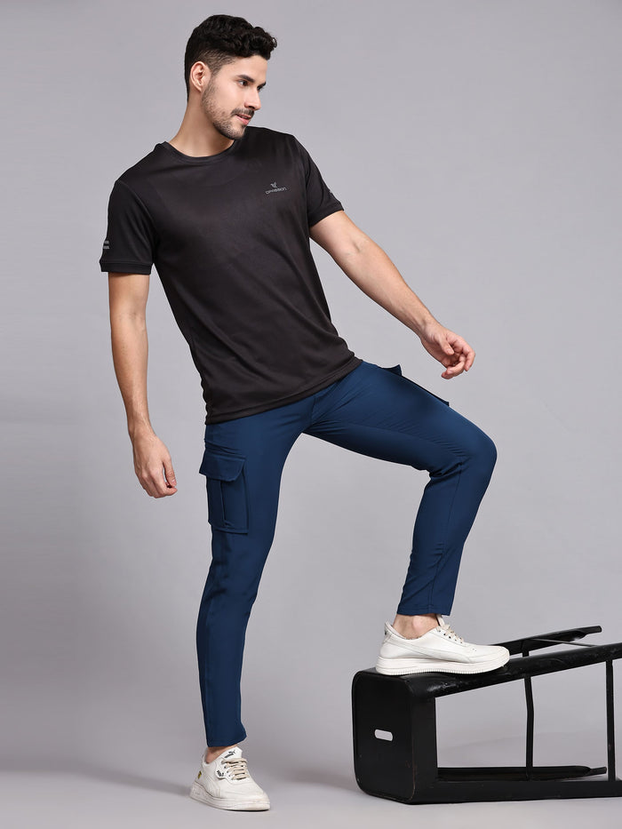 Dpassion Men’s Navy Cargo Track Pants Performance Activewear
