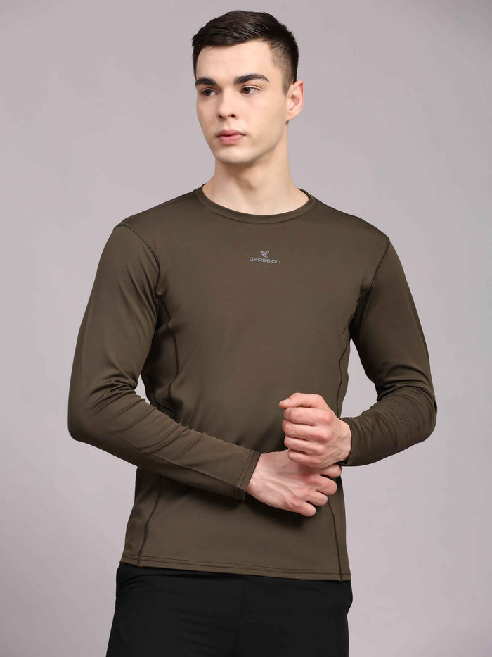 Dpassion Men’s Olive Performance Long Sleeve Training T-Shirt
