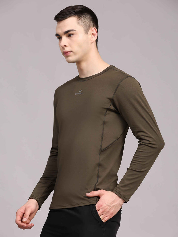 Dpassion Men’s Olive Performance Long Sleeve Training T-Shirt