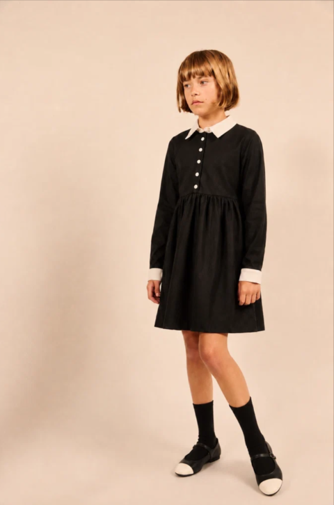 dress contrast trim shirt style - black