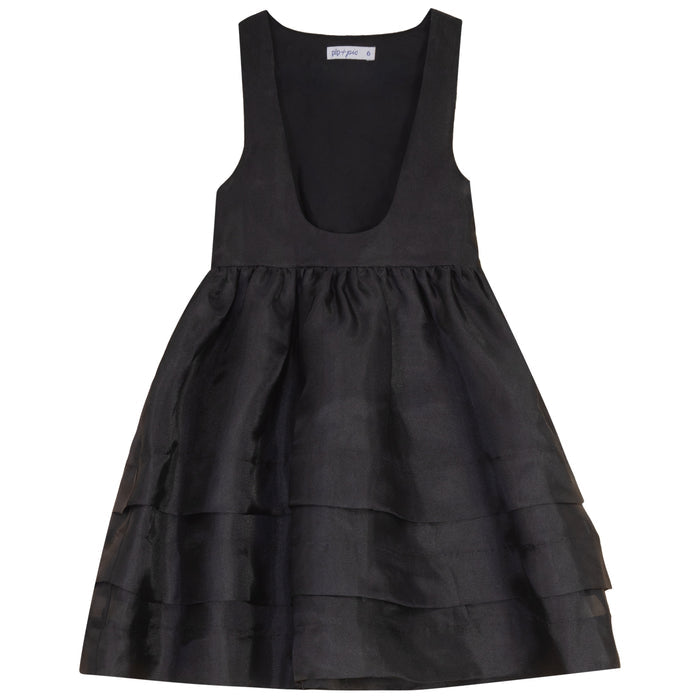 dress organza low cut jumper and frill shirt - cream/black