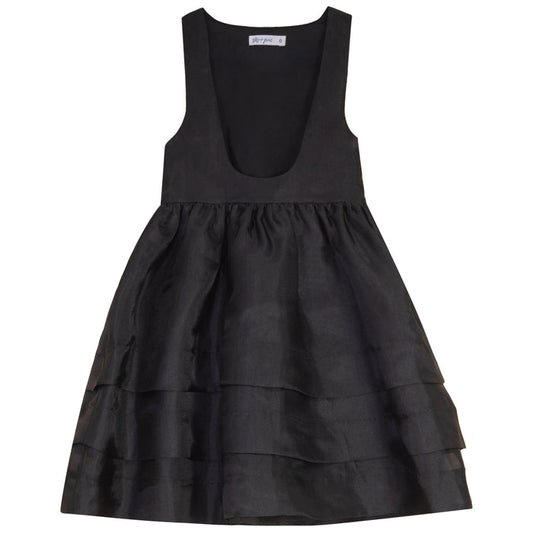 dress organza low cut jumper and frill shirt - cream/black