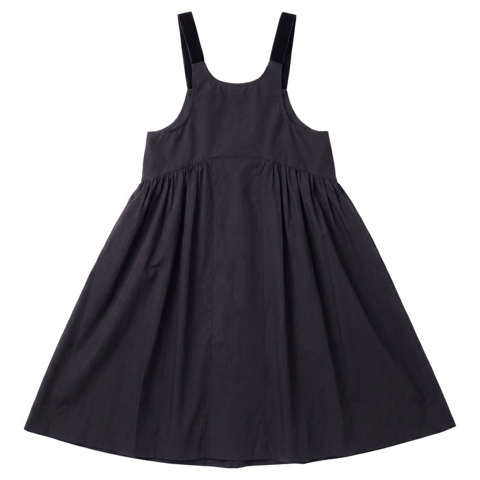 dress taffeta velvet strap jumper - black