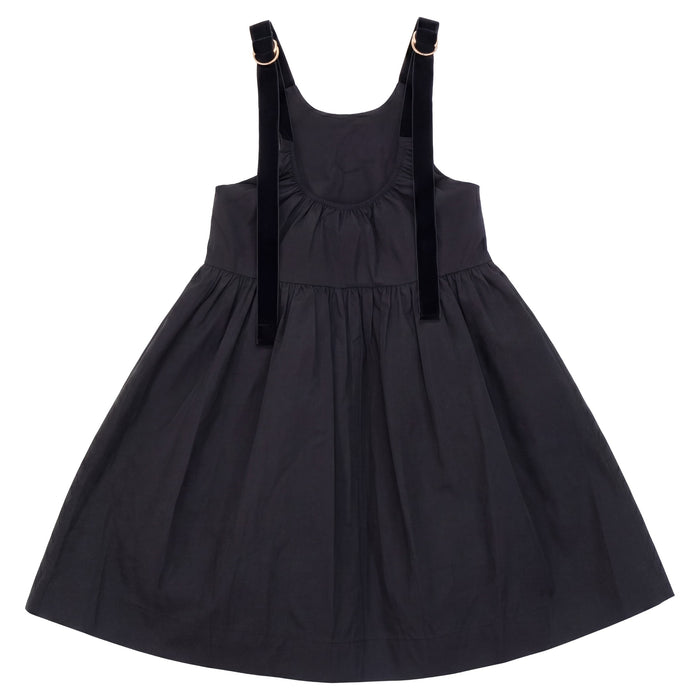 dress taffeta velvet strap jumper - black