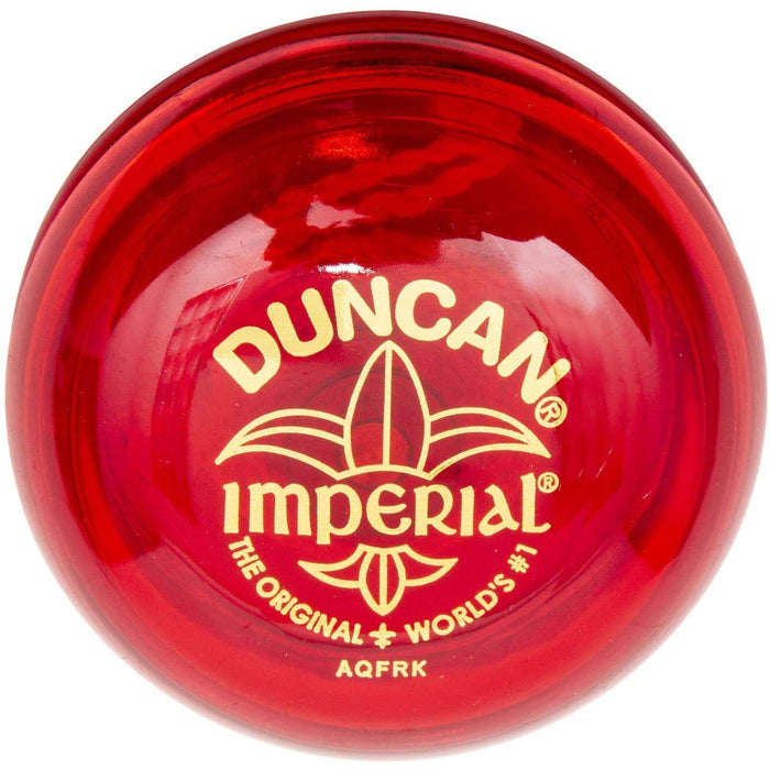 A red Imperial yoyo on a white background