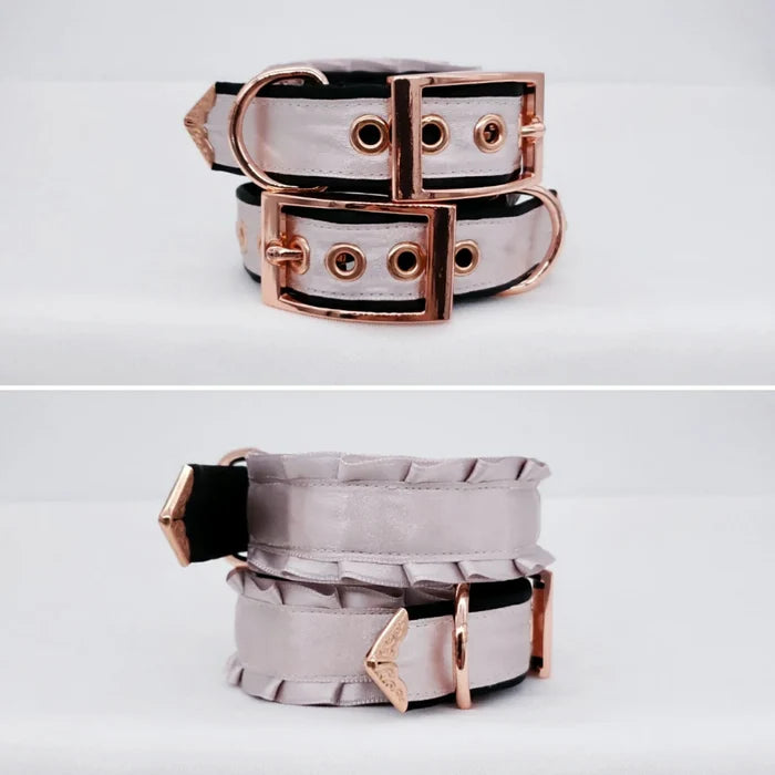 Dusty Lilac and Black Luxury BDSM Cuffs