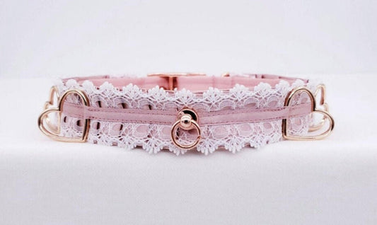 Dusty Rose and White Lace Luxury Rose Gold Collar