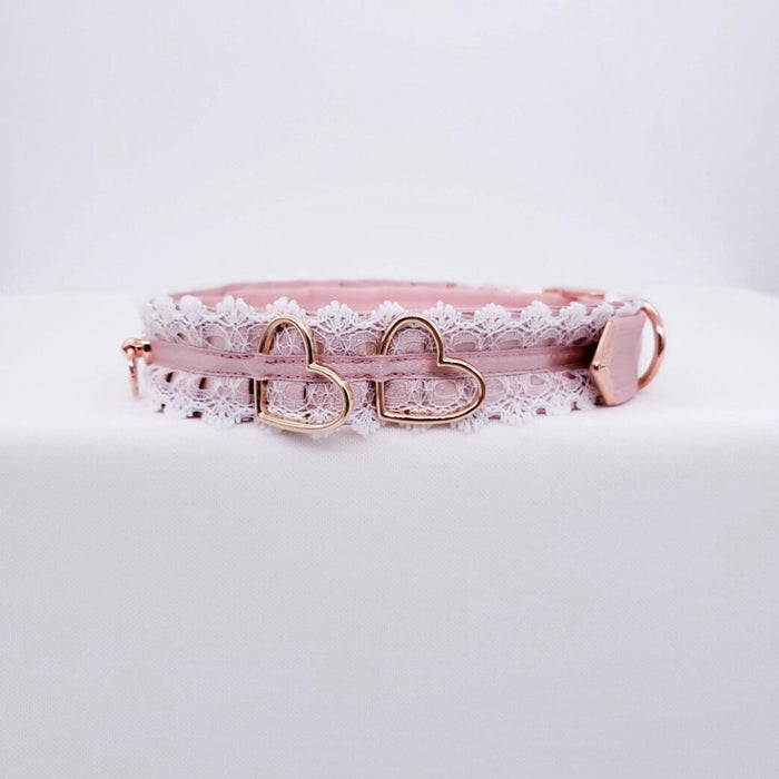 Dusty Rose and White Lace Luxury Rose Gold Collar