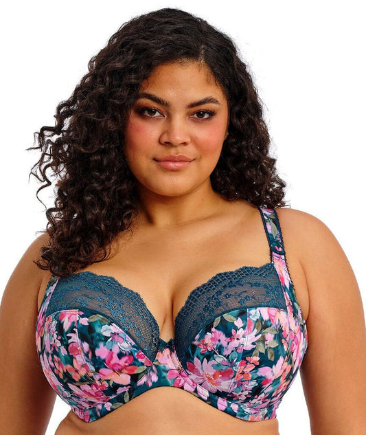 Elomi Lucie Underwire Stretch Plunge Bra - Teal Floral