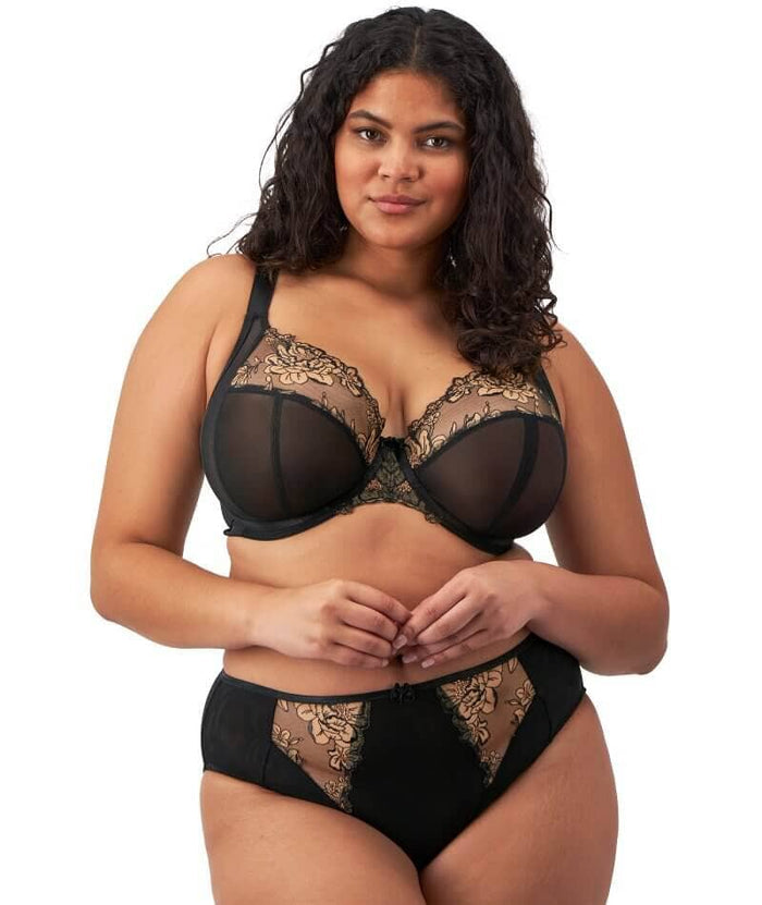 Elomi Teagan High Leg Brief - Black/Almond Knickers
