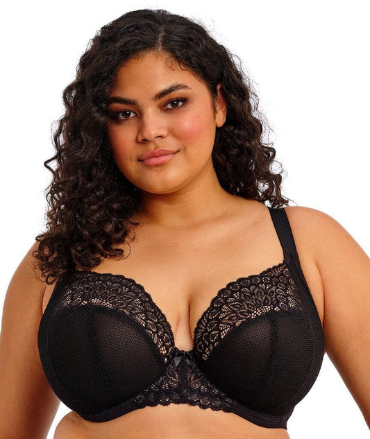 Elomi Tiernie Underwire Stretch Plunge Bra - Black Bras