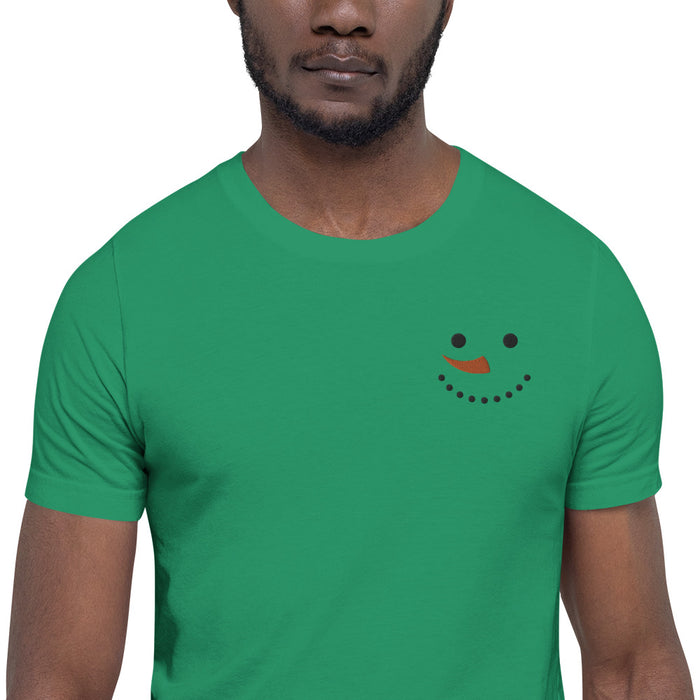 Embroidered Christmas Snowman Unisex T-Shirt