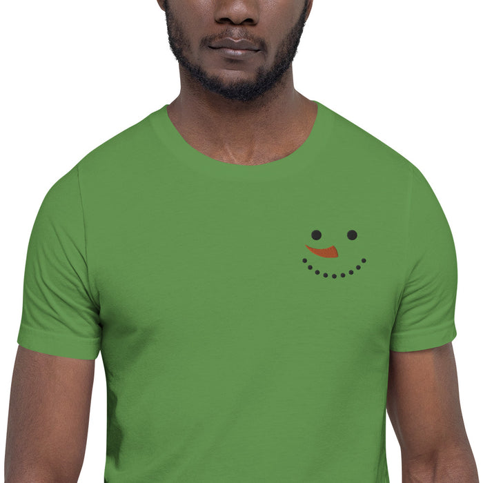 Embroidered Christmas Snowman Unisex T-Shirt