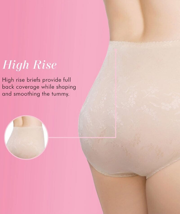Exquisite Form Floral Jacquard Shaping Brief 2 Pack - Nude Shapewear