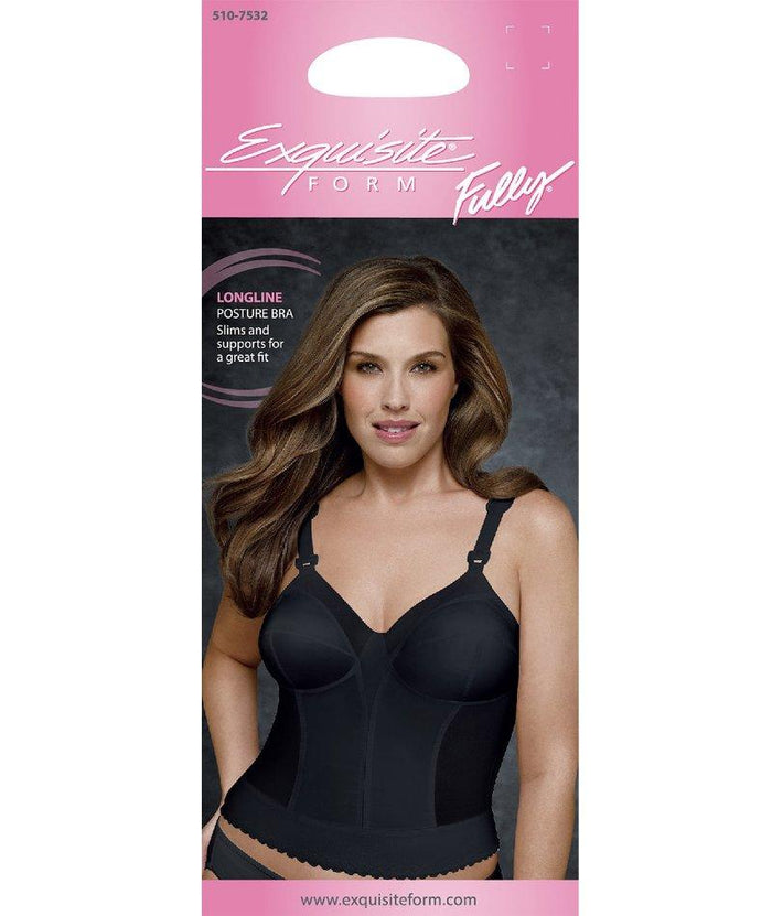 Exquisite Form Fully Back Close Longline Bra - Black Bras