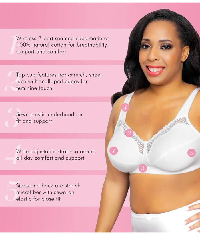 Exquisite Form Fully Cotton Soft Cup Bra With Lace - White Bras