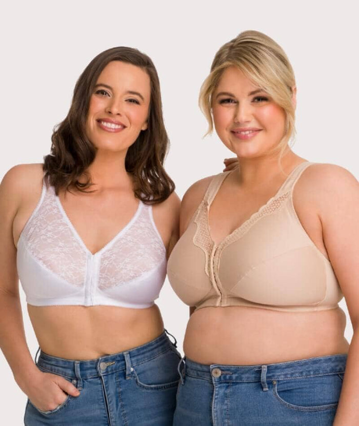 Exquisite Form Fully Front Close Wire-Free Posture Bra With Lace - Walnut Bras