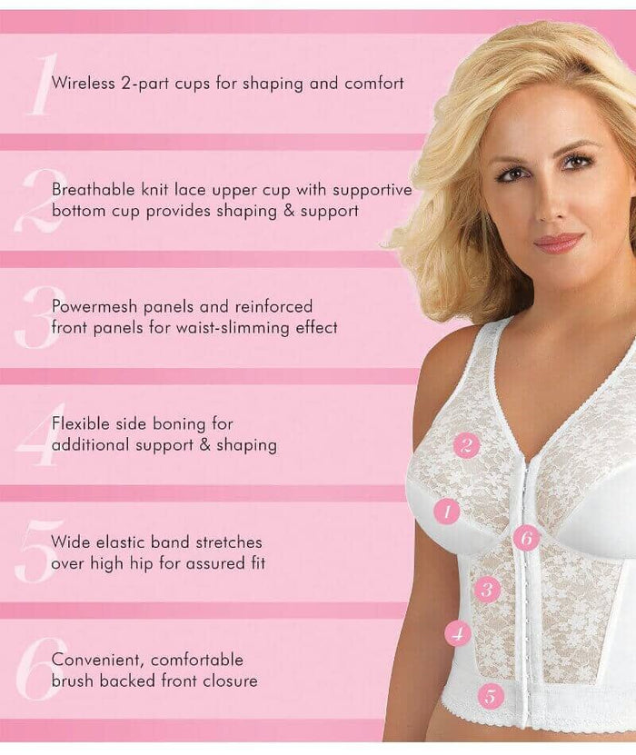 Exquisite Form Fully Front Close Wire-Free Longline Posture With Lace Bra - Rose Beige Bras