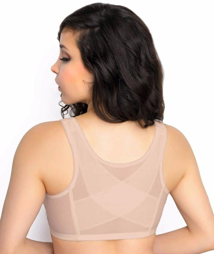Exquisite Form Fully Front Close Posture Bra With Lace - Beige Bras