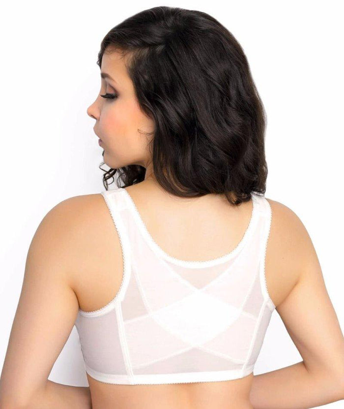 Exquisite Form Fully Front Close Posture Bra With Lace - White Bras
