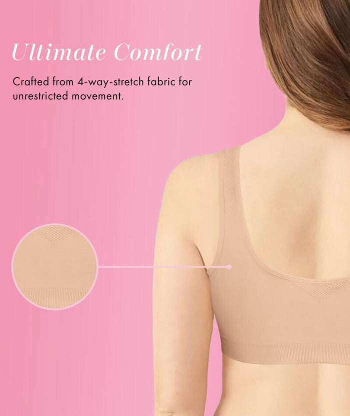 Exquisite Form Fully Seamless Wire-Free Full Coverage Bra with Front Closure - Nude Bras
